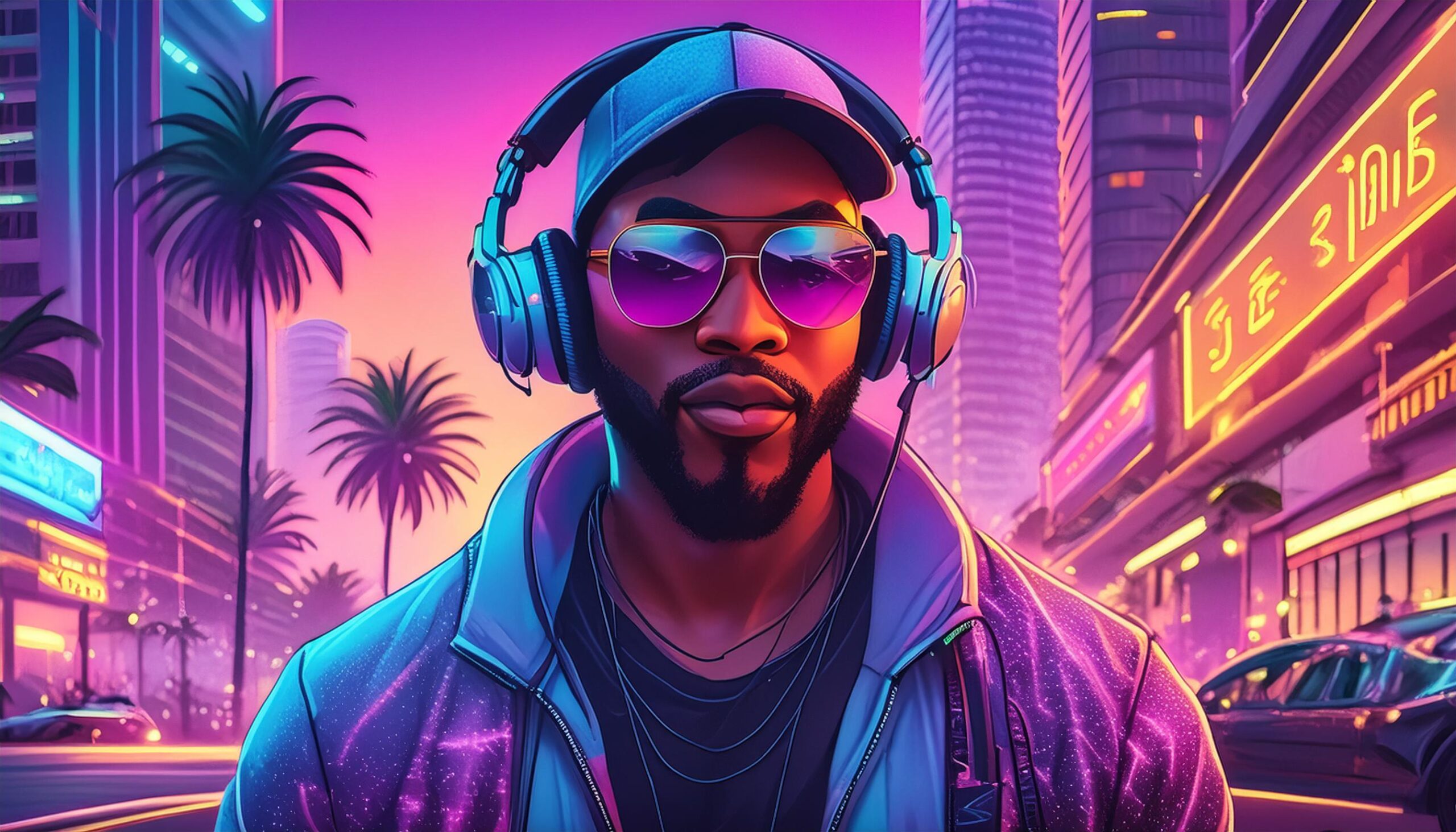 afro beatmaker los angeles illustration